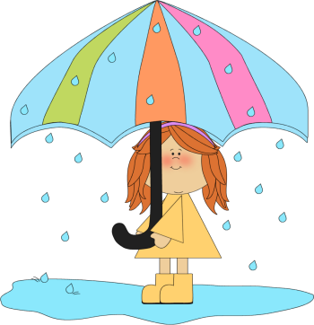 Girl Playing in the Rain Clip Art - Girl Playing in the Rain Image