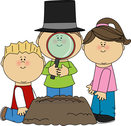 Kids Looking for a Groundhog Clip Art - Kids Looking for a 
