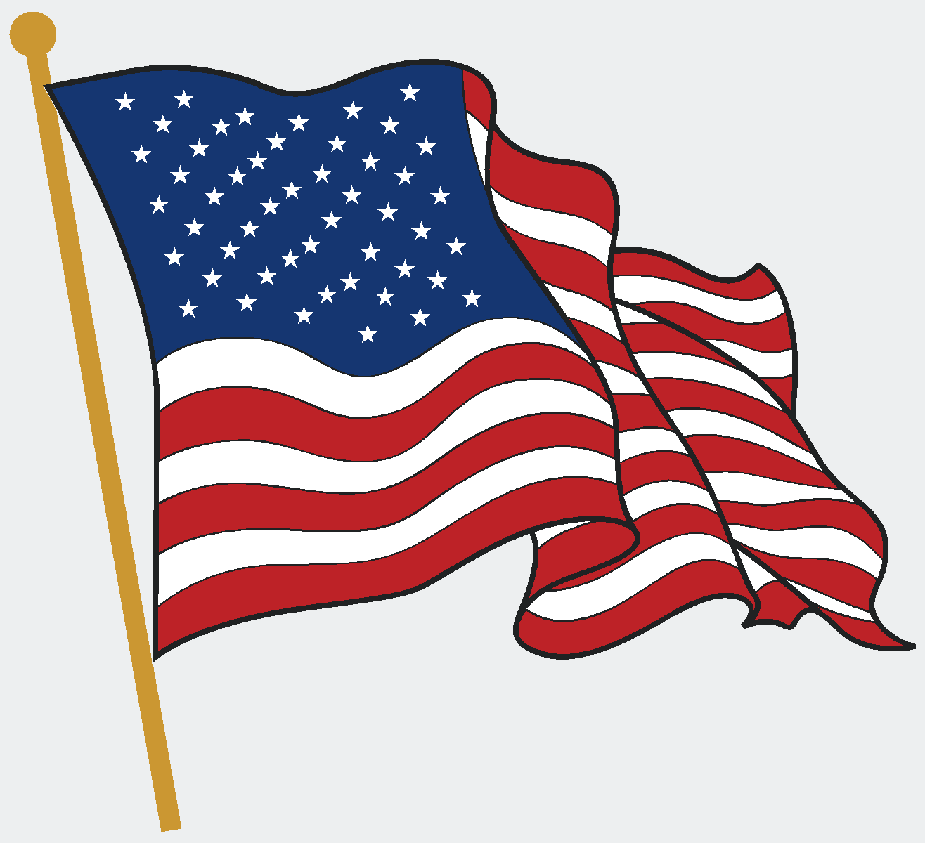 Free Clipart American Flag Waving 