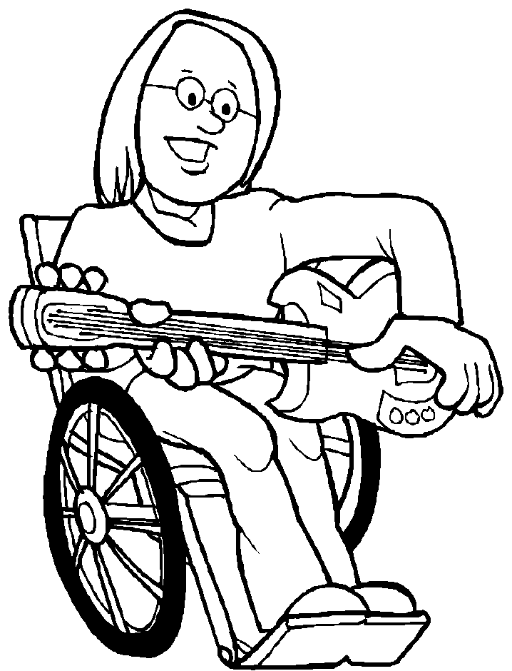 People Disabilities Singing Coloring Page - Disabilities Day 