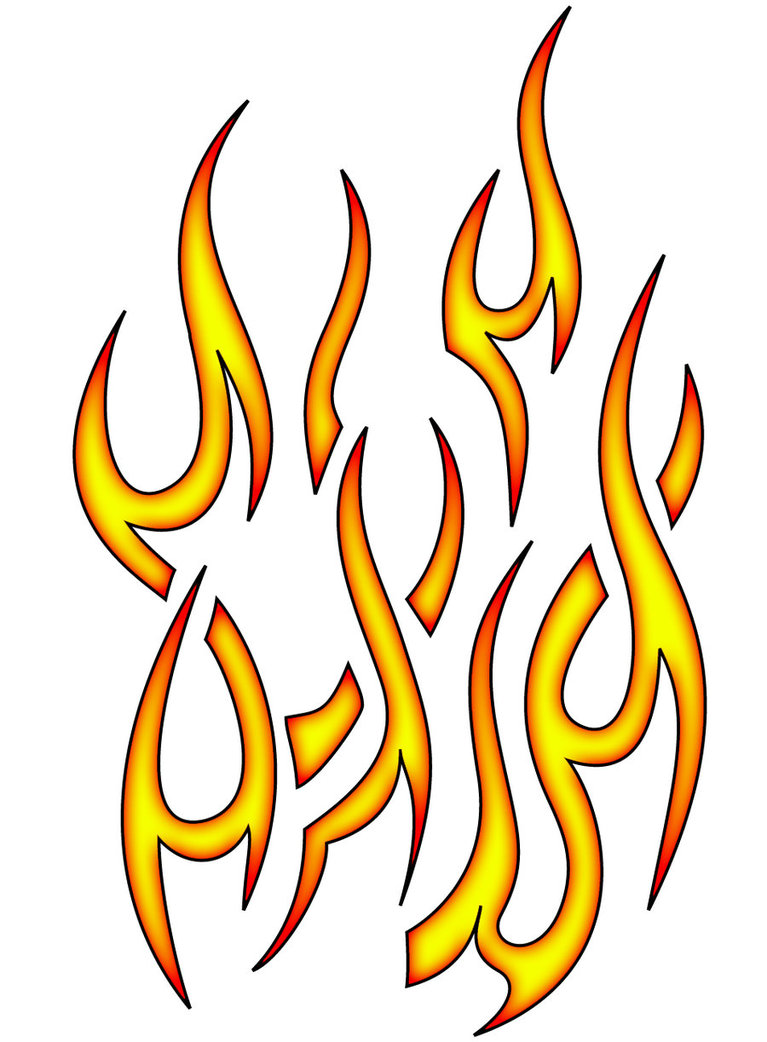 Yellow Fire and Flame Tattoo Design