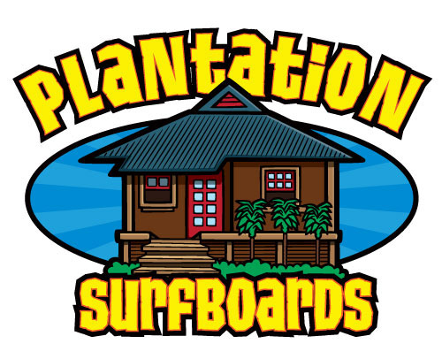 Hawaiian Tiki Hut Surfboard Cartoon Logo Illustration � Coghill 