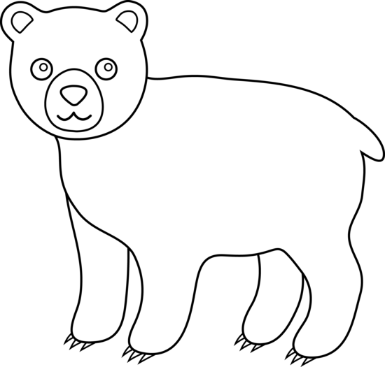 Cute Bear Line Art - Free Clip Art