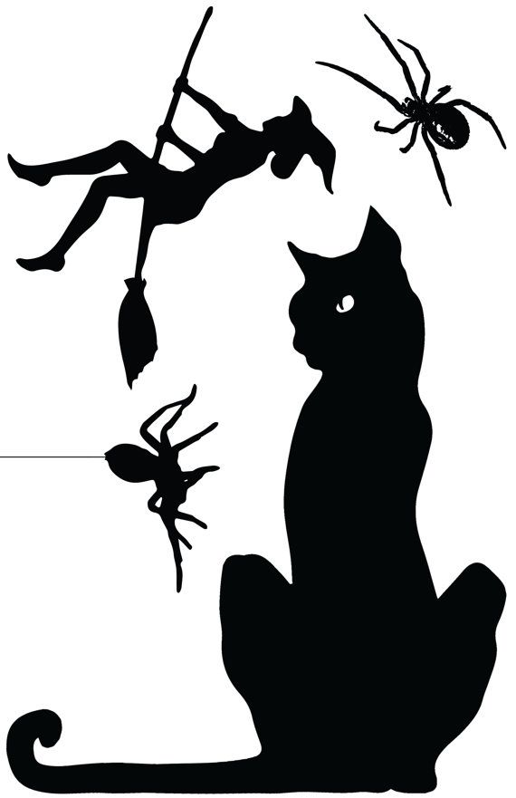 Halloween window cling cat/skull/owl silhouette- window cling pack of?