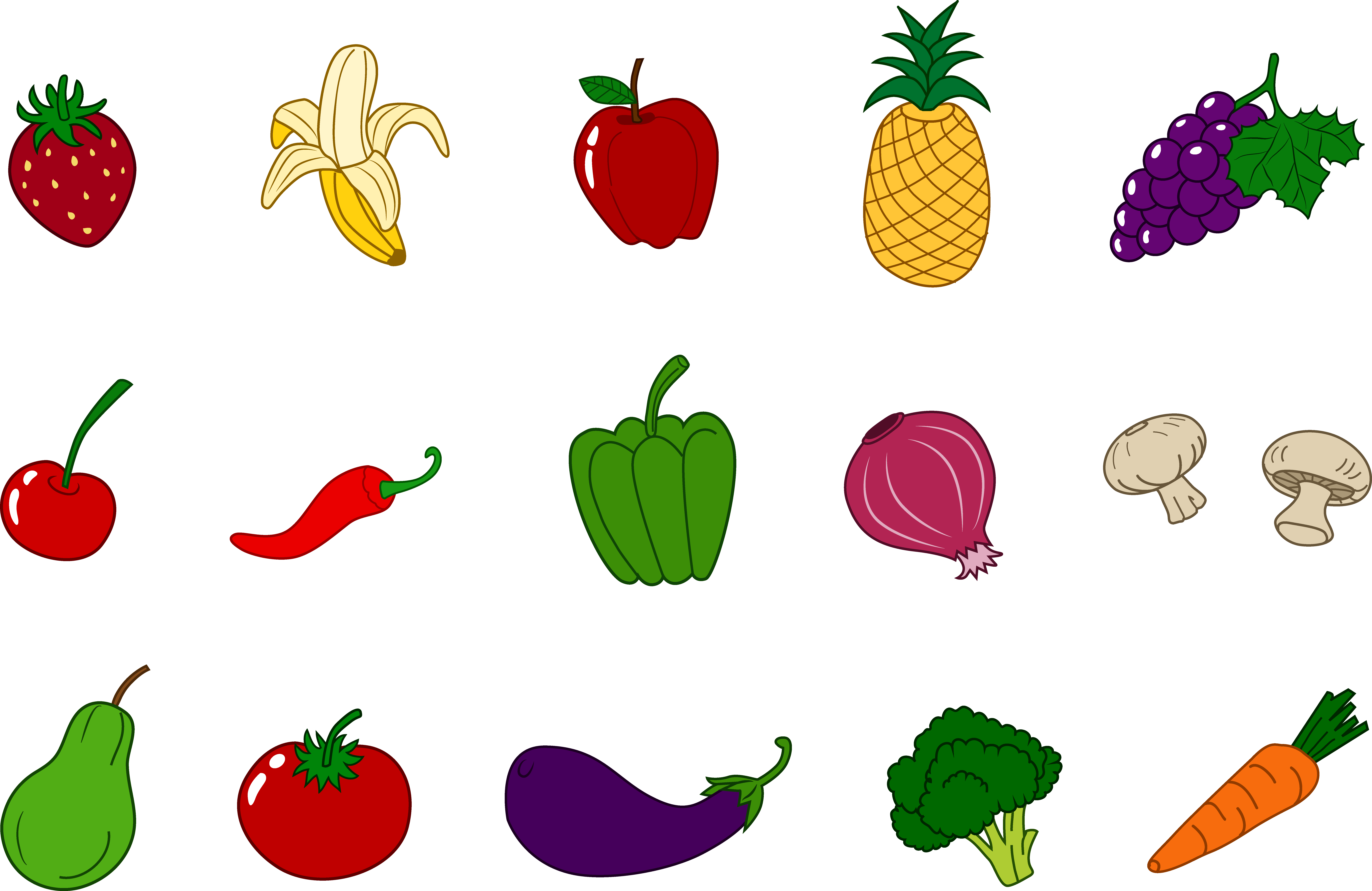 Fruits and Vegetables Clipart Set - Free Clip Art