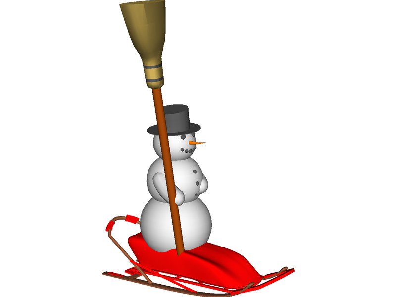 Snowman on a Snow Sled 3D Model Download | 3D CAD Browser