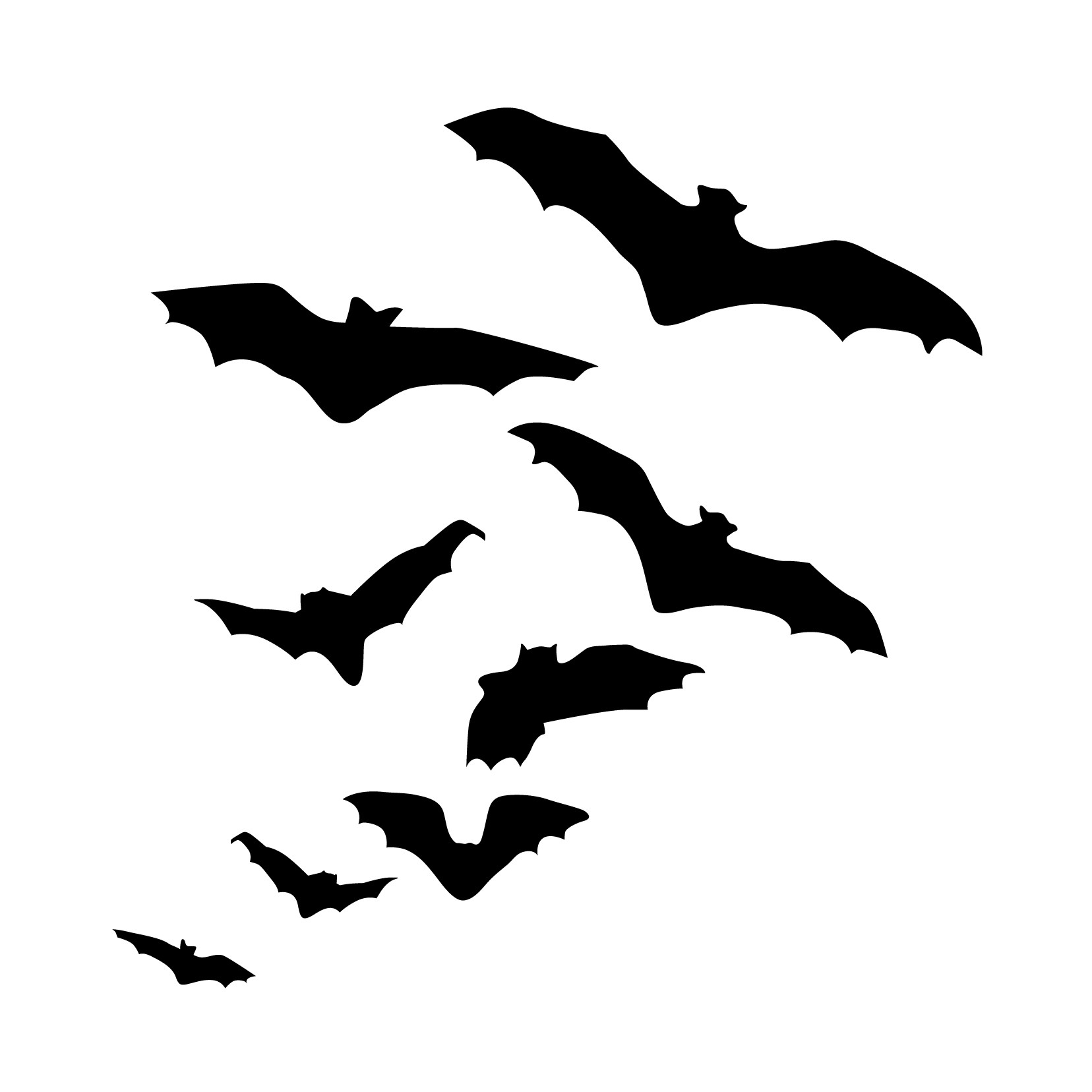 Halloween Flock of Flying Bats - Vinyl Wall Art Decal for Homes 
