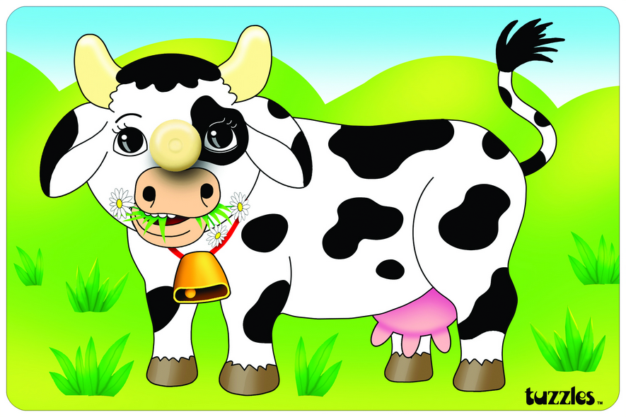 Cow eating grass/Cow mooing Giant peg | Tuzzles Wooden Jigsaw 