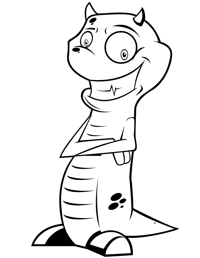 Funny Monster Lizard Coloring Page | HM Coloring Pages