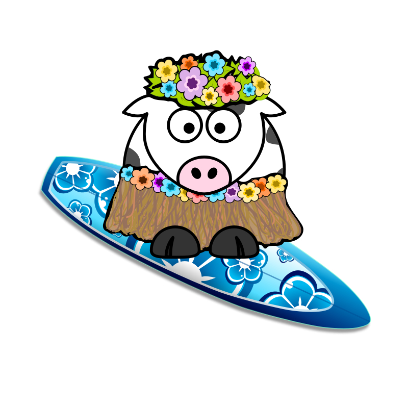 Clipart - Surfer Girl Cow
