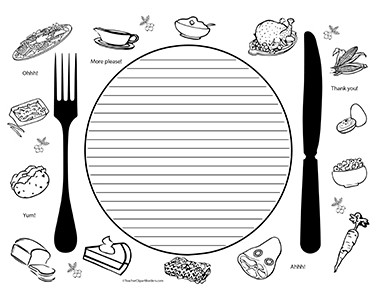 Thanksgiving Dinner- Landscape- College Rule - Teacher Clipart 