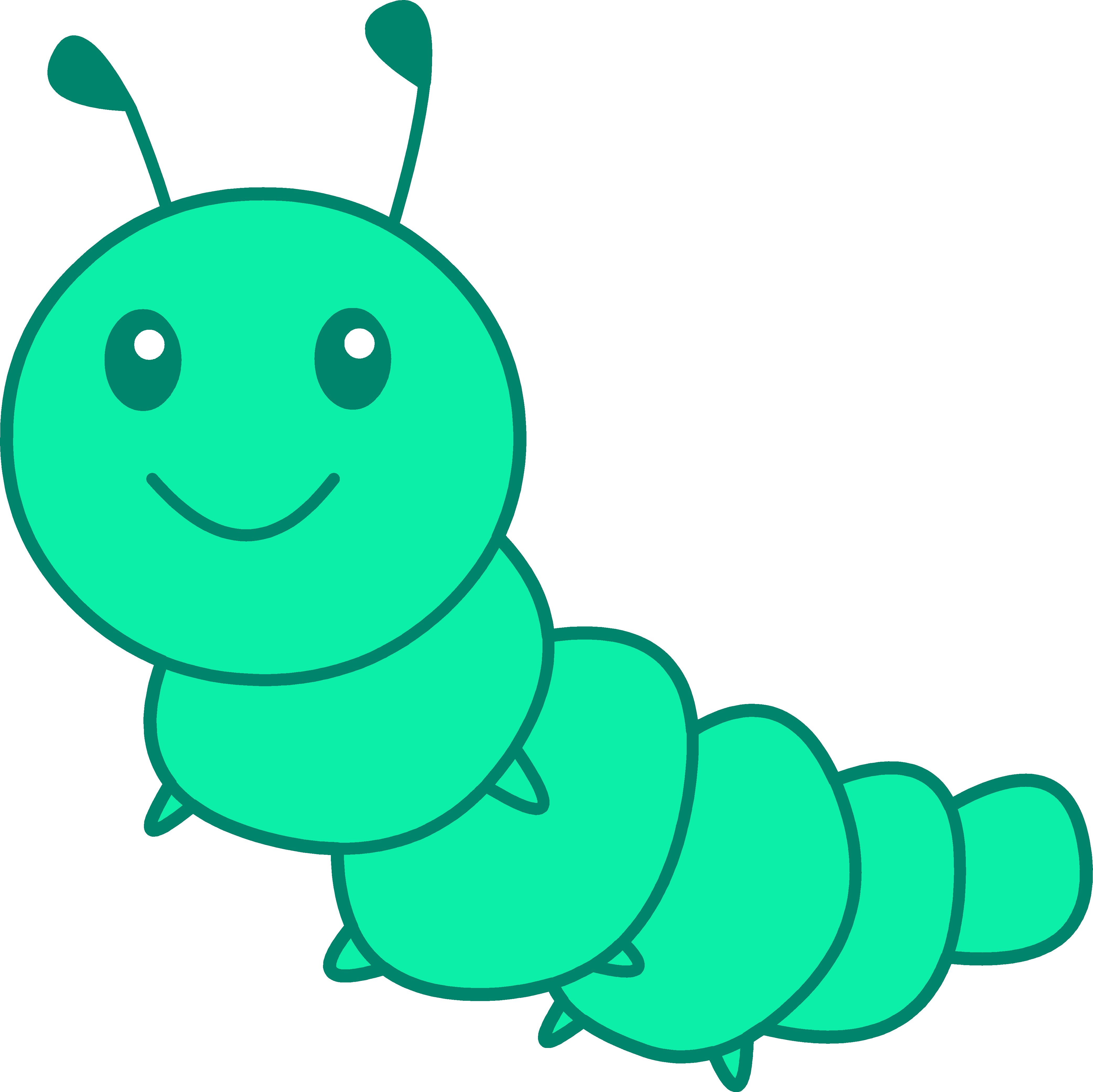 Cute Little Green Caterpillar - Free Clip Art