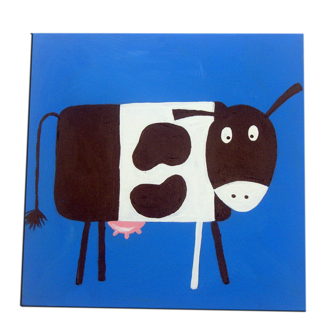 Fun with the Farm Animal Cow Painting Canvas - Folksy