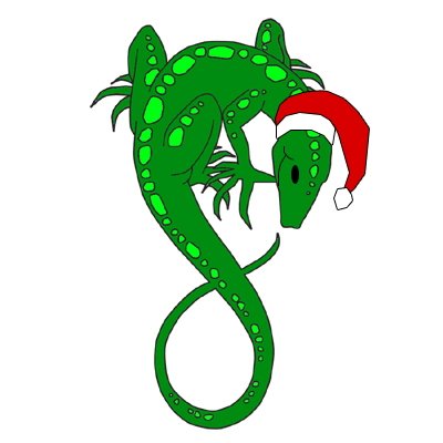 Holiday Clip Art - Christmas Gecko - Lizard in a Santa Hat