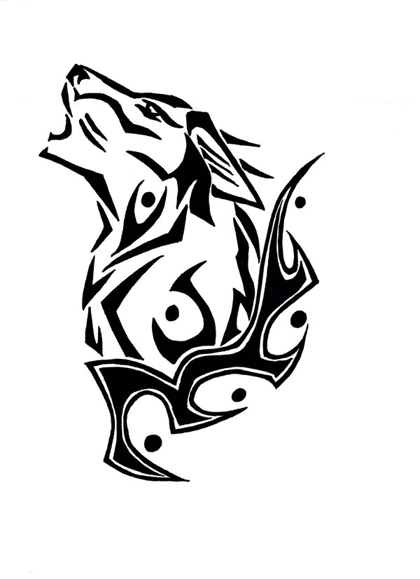 Wolf Howling Tattoo Outline 3 | Tattoo Designs | Tattoo Designs