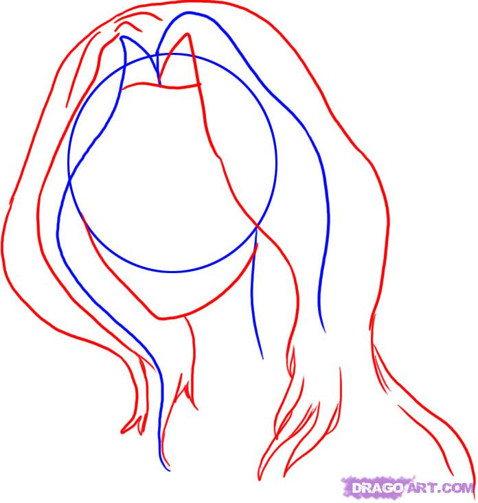 how to draw anime girl hair step by step