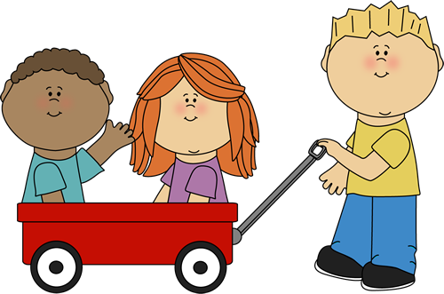 Kids with Wagon Clip Art - Kids with Wagon Image