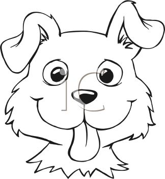Black And White Cartoon Of A Dog Face Clipart Image image - vector 