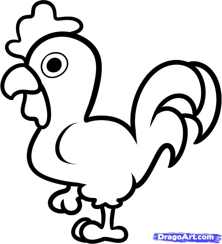 rooster drawing for kids - Clip Art Library