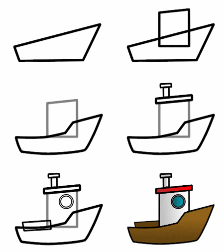 Drawing a cartoon boat