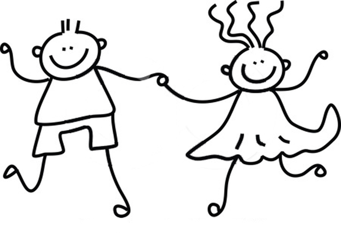 Children Playing Together Clipart Black And White Images 