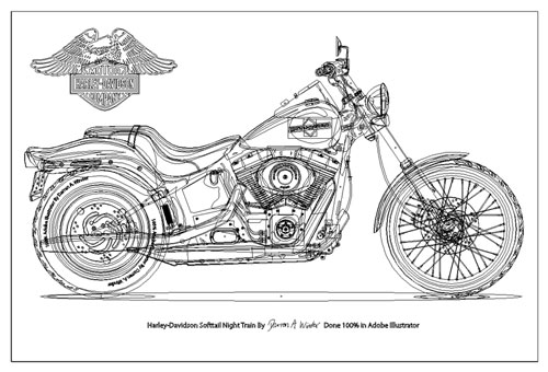 Vector Graphic, 2007 Harley Davidson Softail Night Train, Graphic 