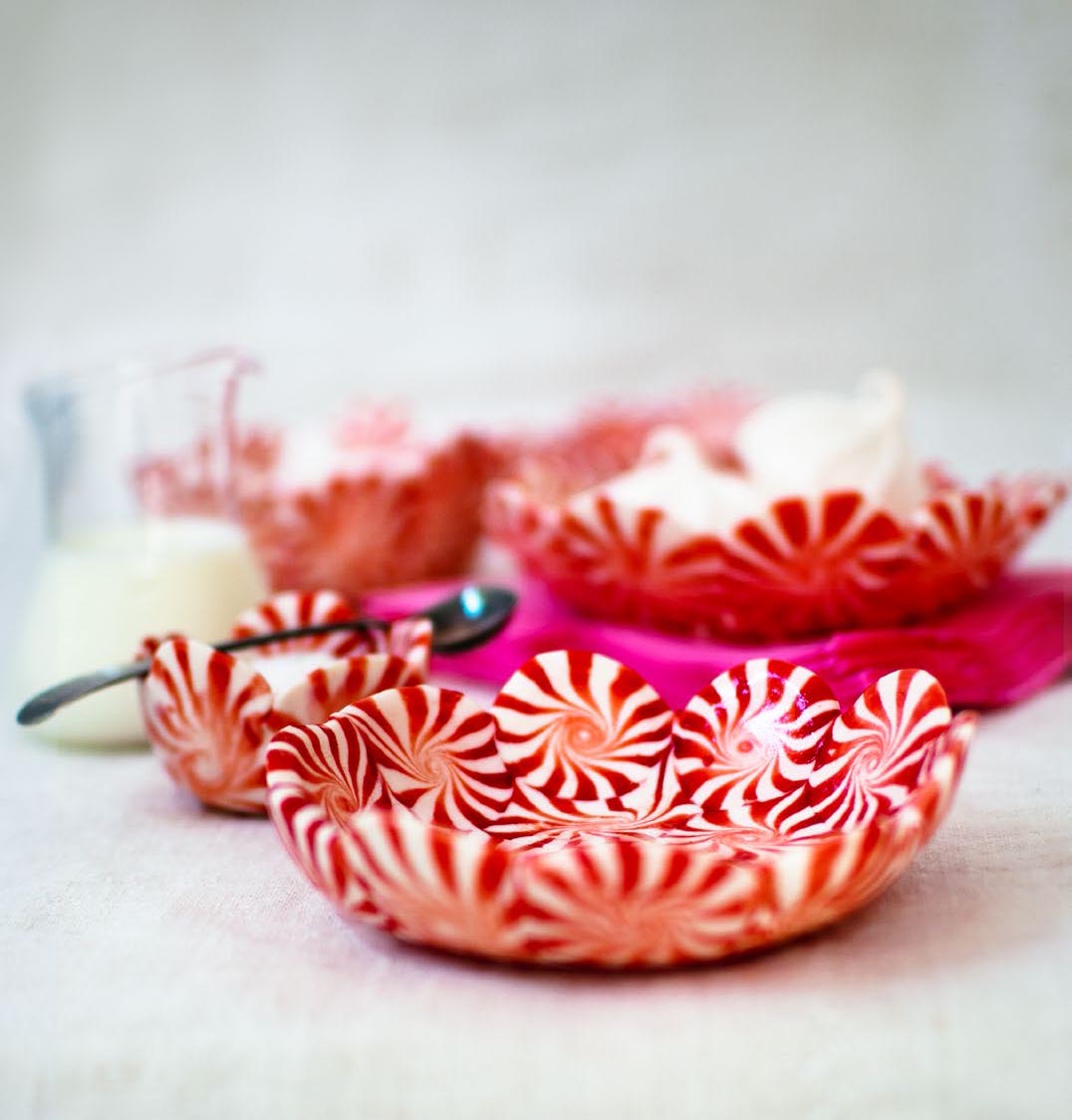DIY Peppermint Candy Bowls from Candy Aisle Crafts | Design*Sponge