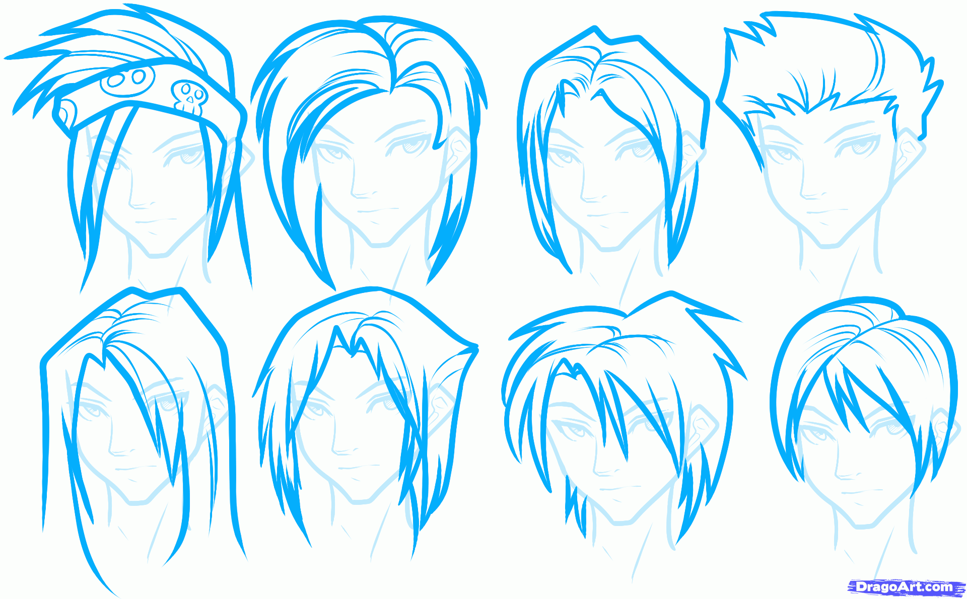 step by step drawing anime hair - Clip Art Library
