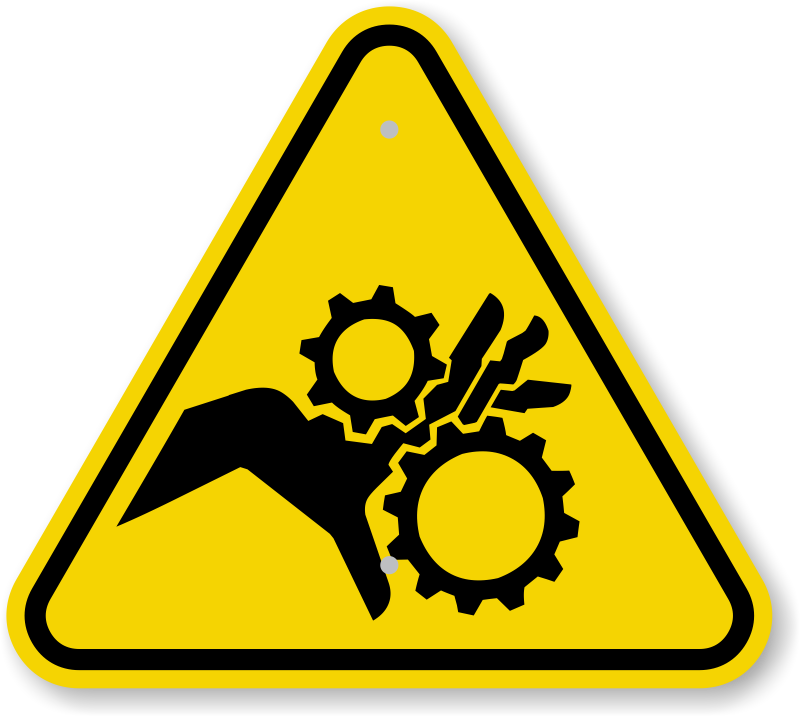 ISO Moving Parts Can Crush Pinch Point Warning Sign Symbol, SKU 