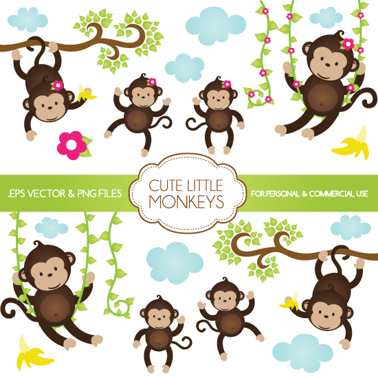 Cute Little Monkeys Clipart ? Sweet Graphics ? Online Store 