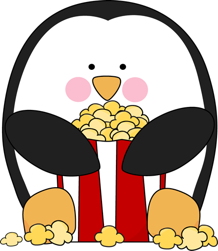 Penguin Eating Popcorn Clip Art - Penguin Eating Popcorn Image