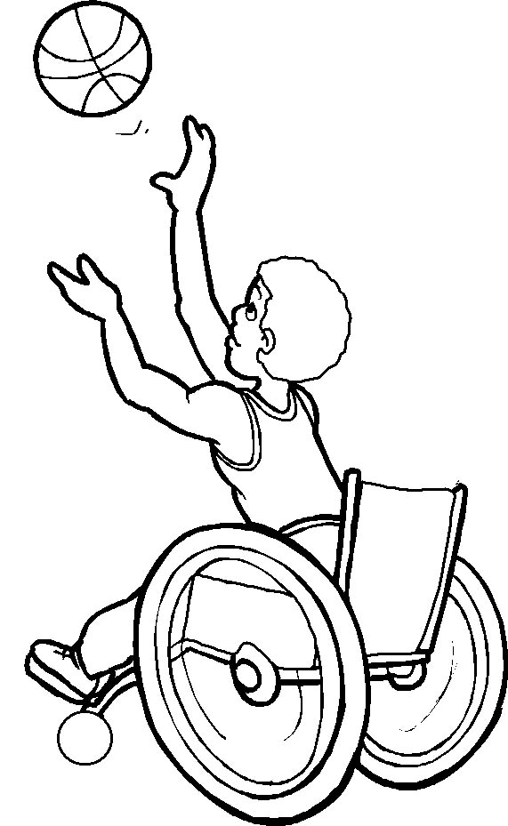 wheelchair basketball clipart bw