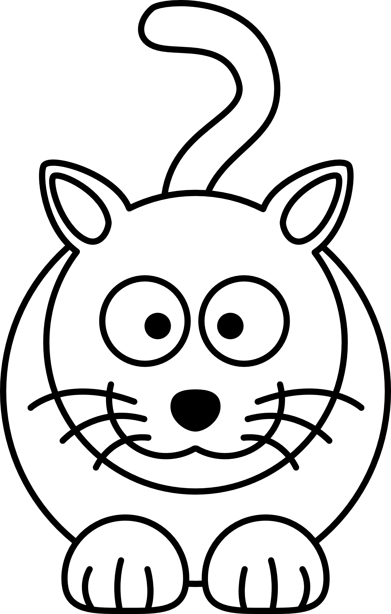 Lemmling Cartoon Cat Black White Line Art Coloring Book Colouring 