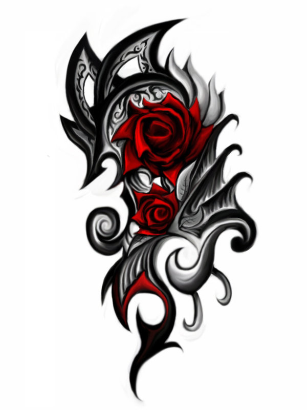 sort sorts tattoo: rose tribal tattoo design 4
