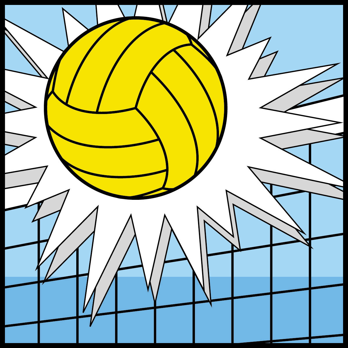 free volleyball clipart blue and yellow