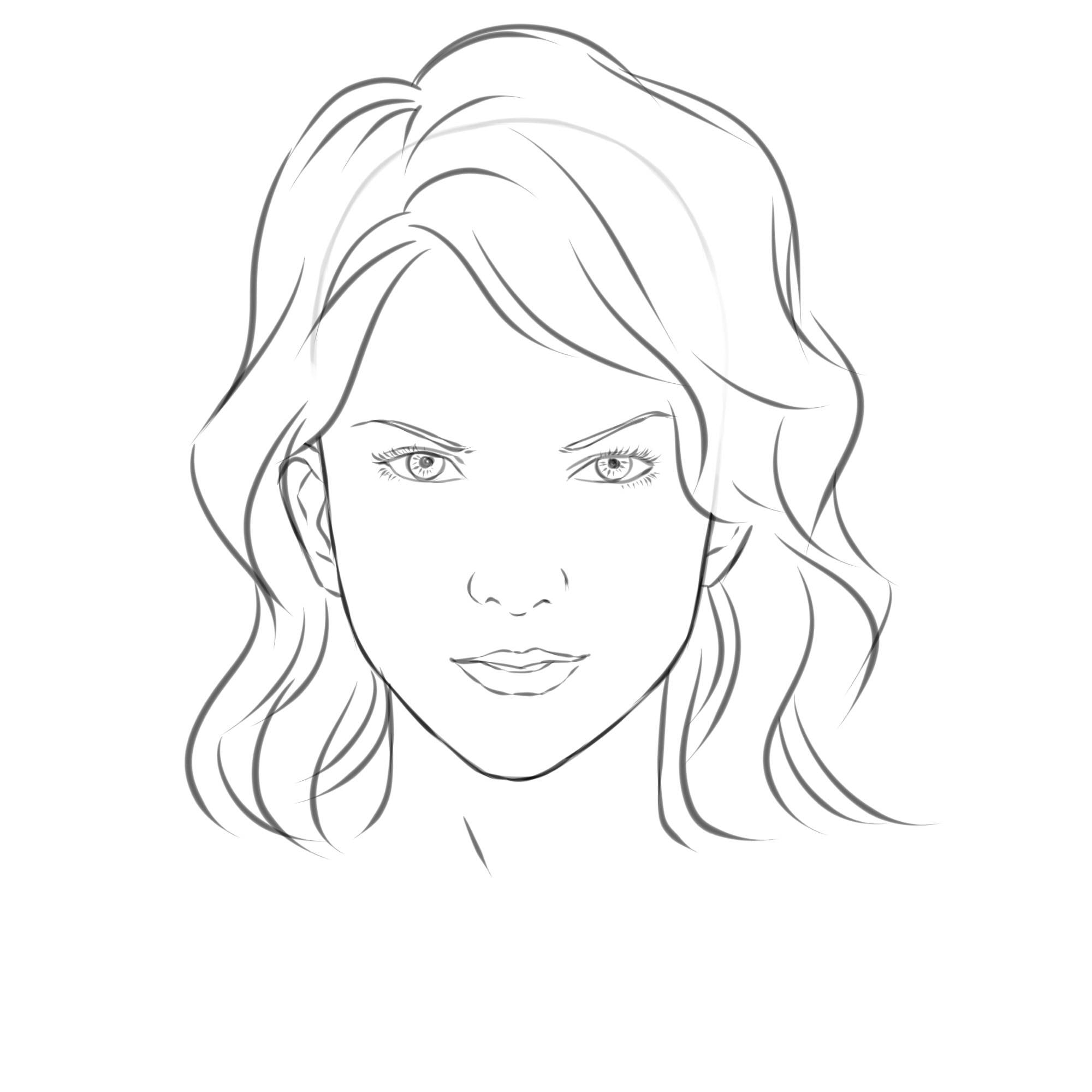 Sketches Of Women Faces Drawings Coloring Pages