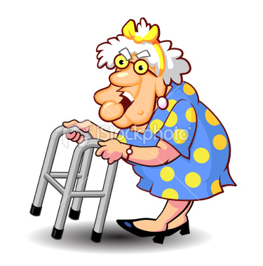 old woman with walker cartoon - Clip Art Library