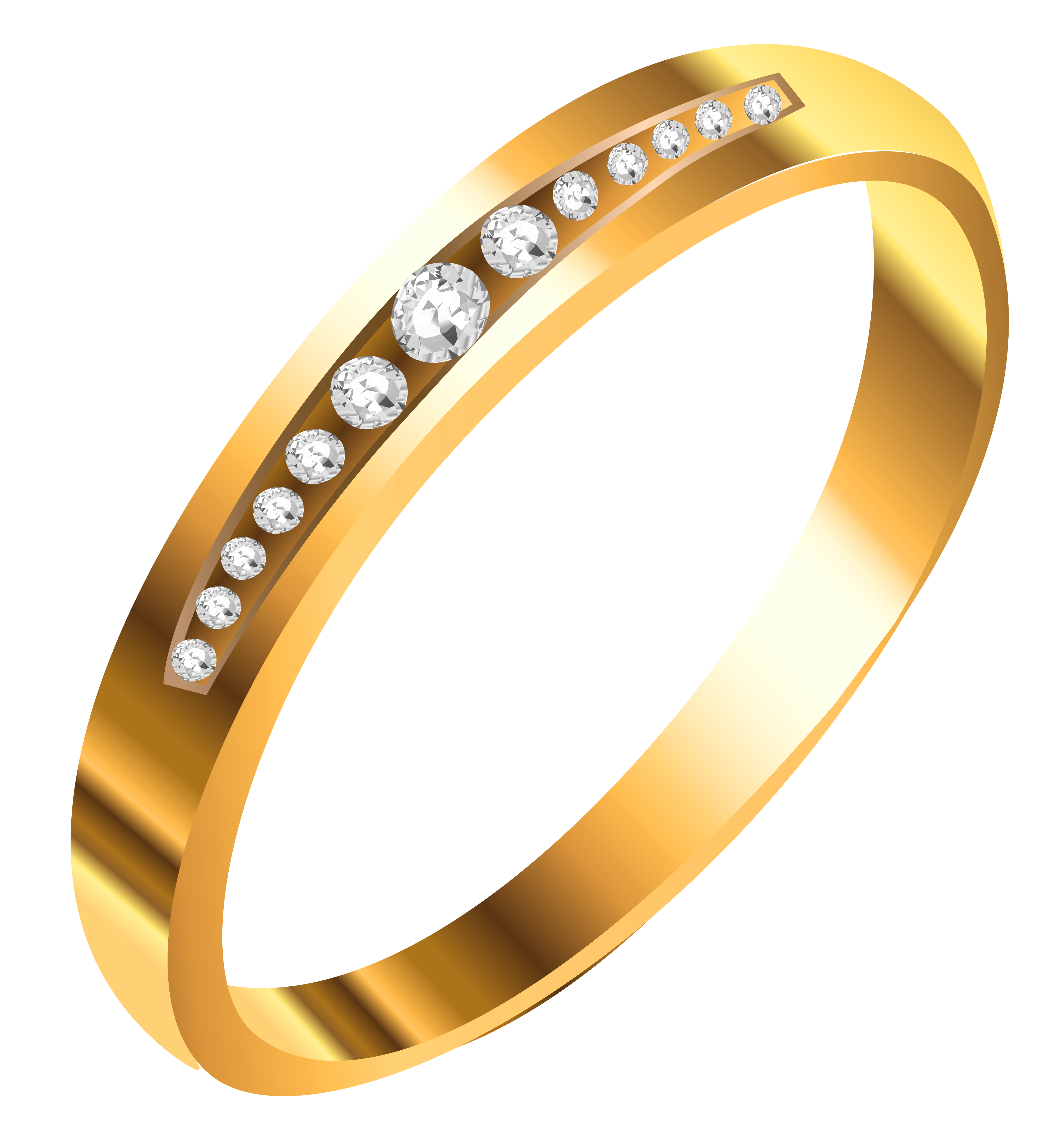 Gold Ring with Diamonds PNG Clipart