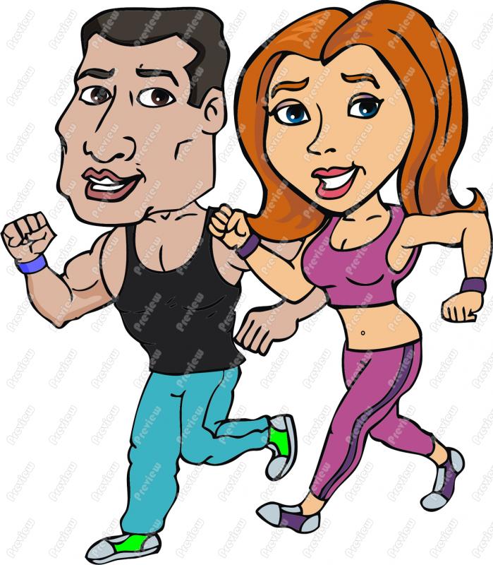 cartoon man and woman jogger - Clip Art Library