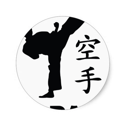 karate man chinese symbols icon round sticker | Zazzle