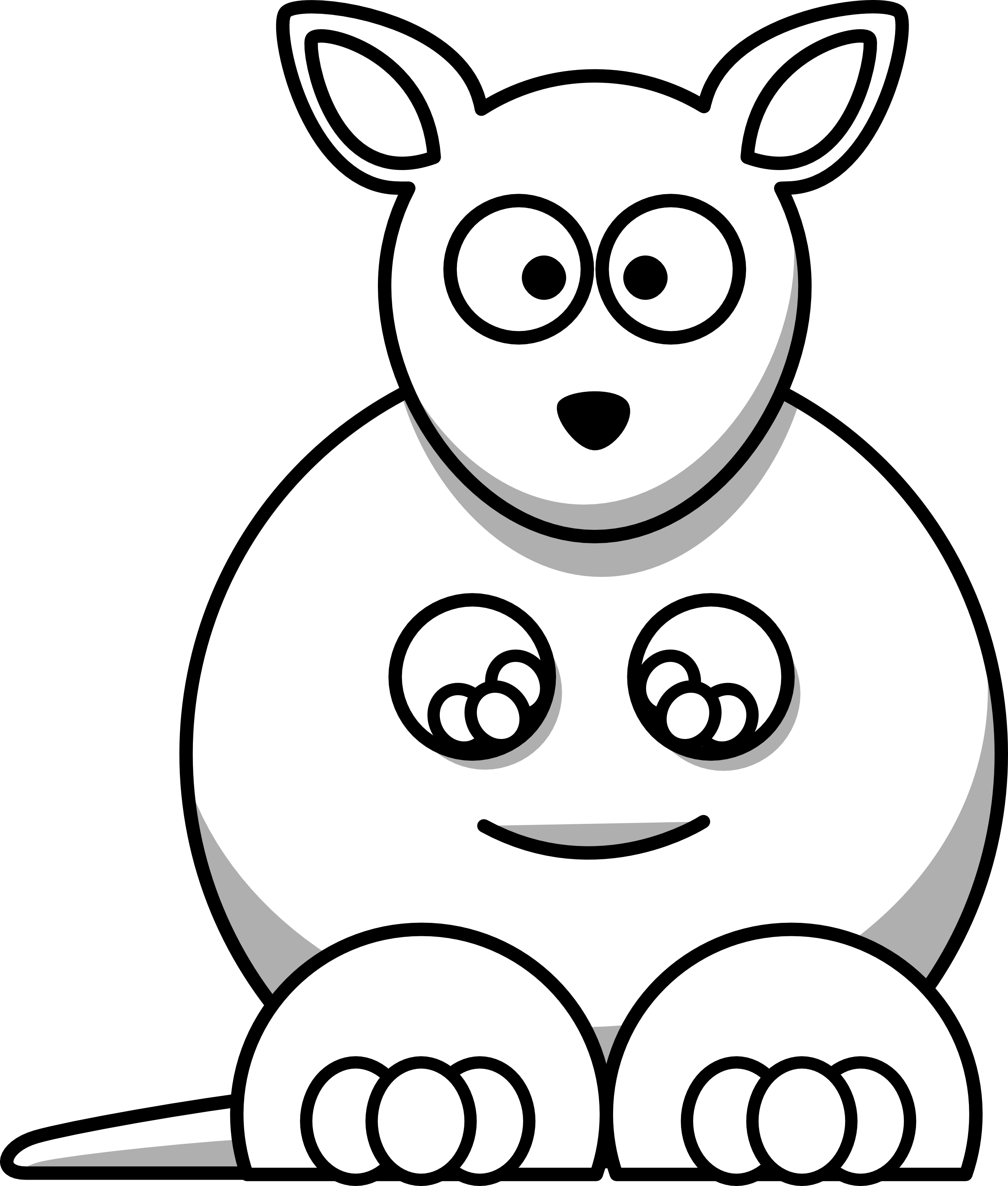 Clip Art: Lemmling Cartoon Kangaroo Black White  - Clipart library 