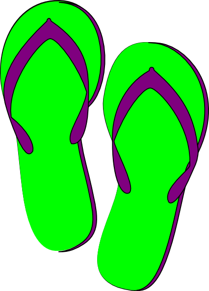 Green-purple-flip-flops clip art - vector clip art online, royalty 