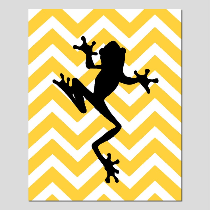 Chevron Frog Silhouette Print - 8x10 Chevron Zig Zag - Kids Wall Art �