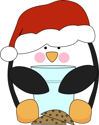 Penguin Eating Christmas Cookies Clip Art - Penguin Eating 