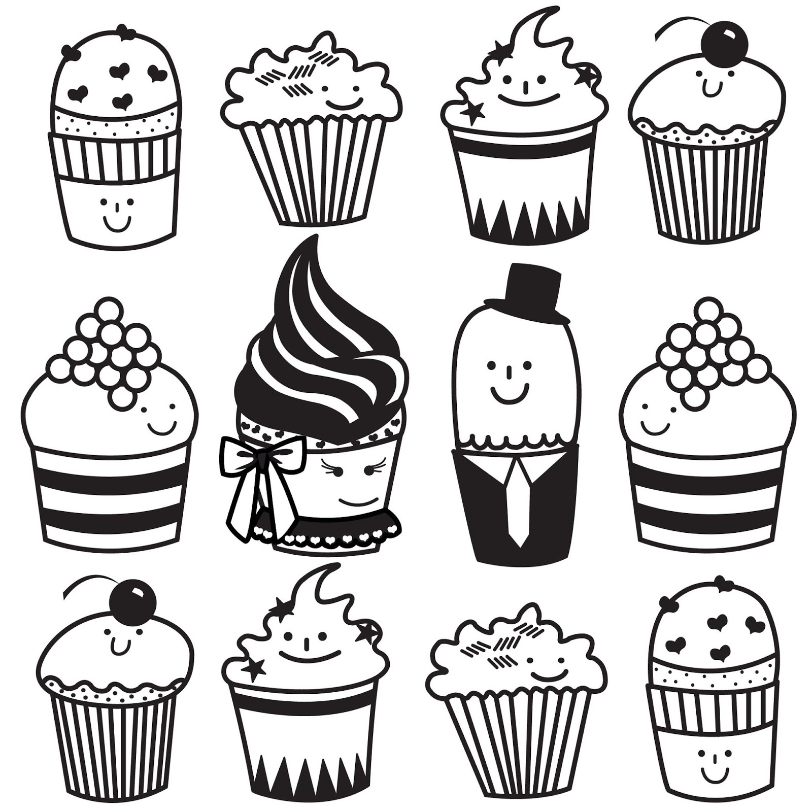 Cute Cupcake Line Drawing Images  Pictures - Becuo