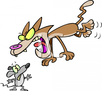 Clip Art Picture Of A Cartoon Cat Scared Of A Mouse - AnimalClipart.