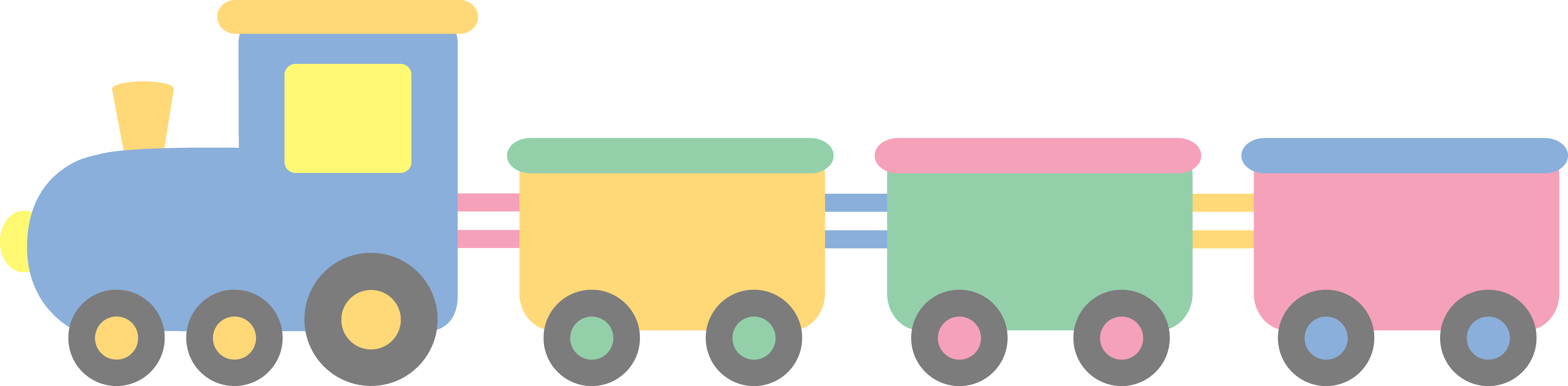 Cute Pastel Colored Train - Free Clip Art