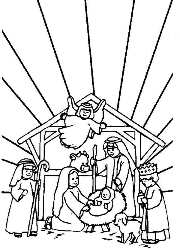 Bible Story of the Born of Jesus in Nativity Coloring Page | Color 