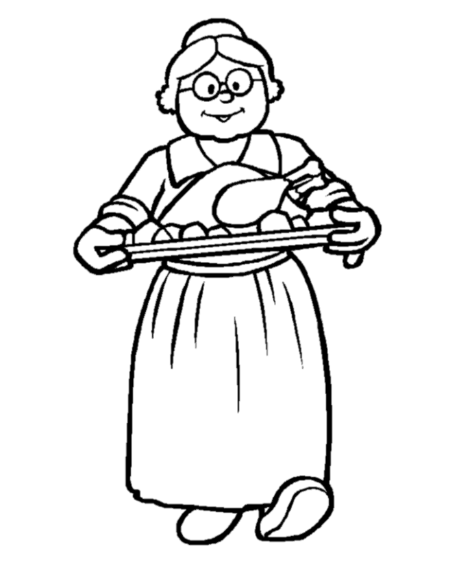 Cooked Turkey Coloring Pages lady cooking Colouring Pages Cooked 