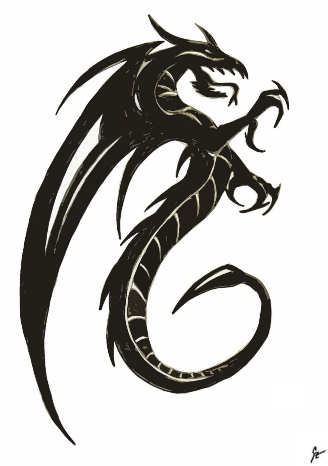 dragon drawing black and white Clip Art Library